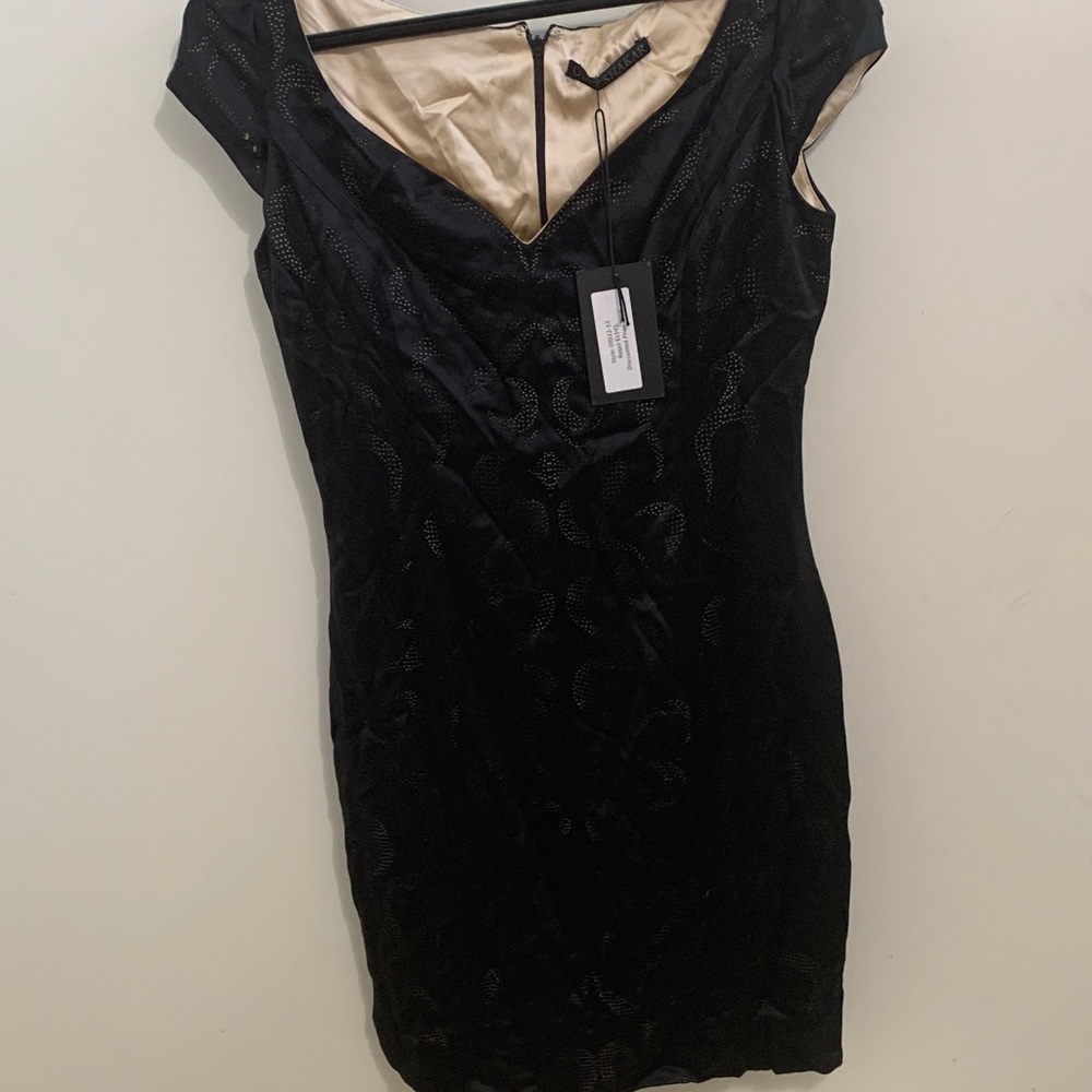 Oday Shakar Black Cocktail Dress with Nude Lining